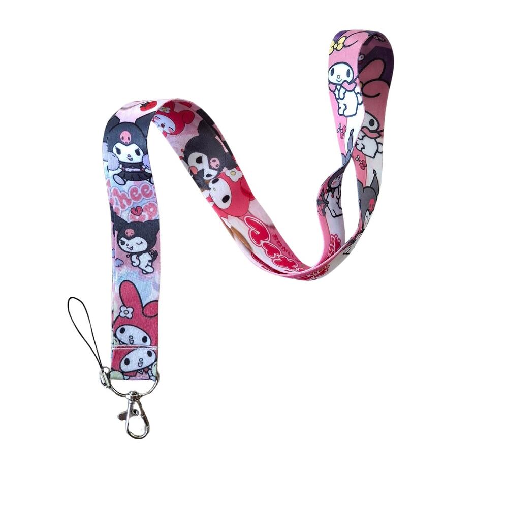 Anime Sanrio Hello Kitty Kuromi and My Melody Neck Strap Pink One Size Lanyard